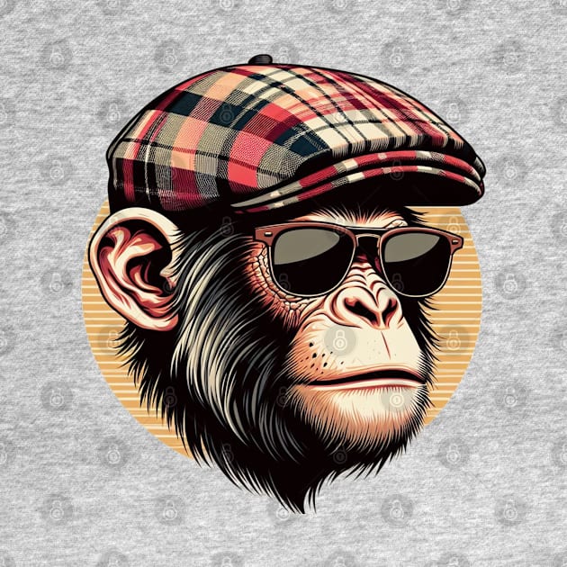 Monkey wearing newsboy hat and eyeglasses by grappict